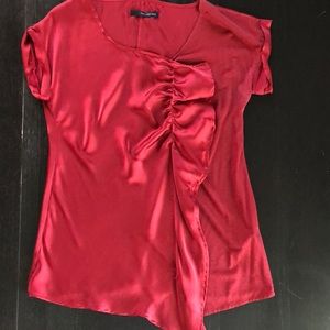 Red Calvin Klein medium silk and cotton blouse